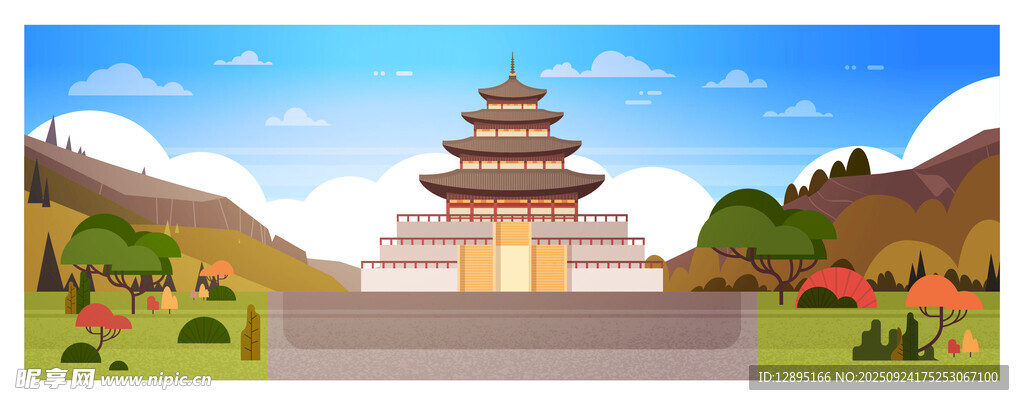 中式古建筑風景圖