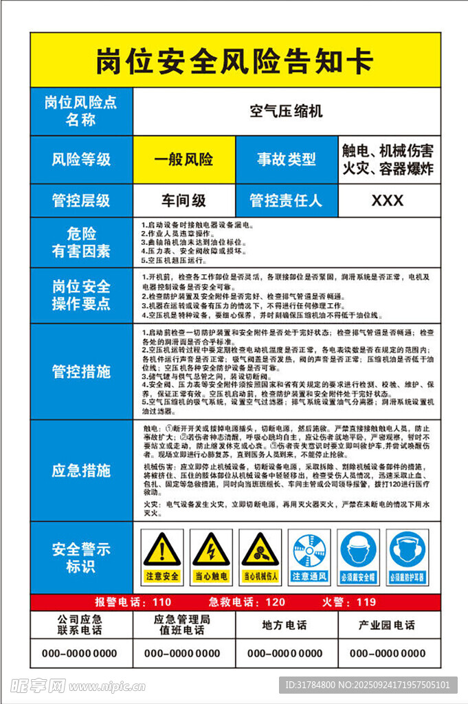 危險告知卡
