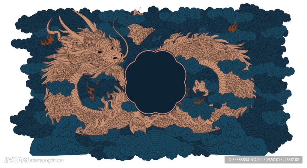 中式古風(fēng)龍?jiān)? 矢量分層