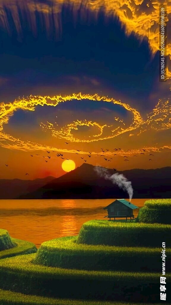 夢幻夕陽下的奇幻景觀