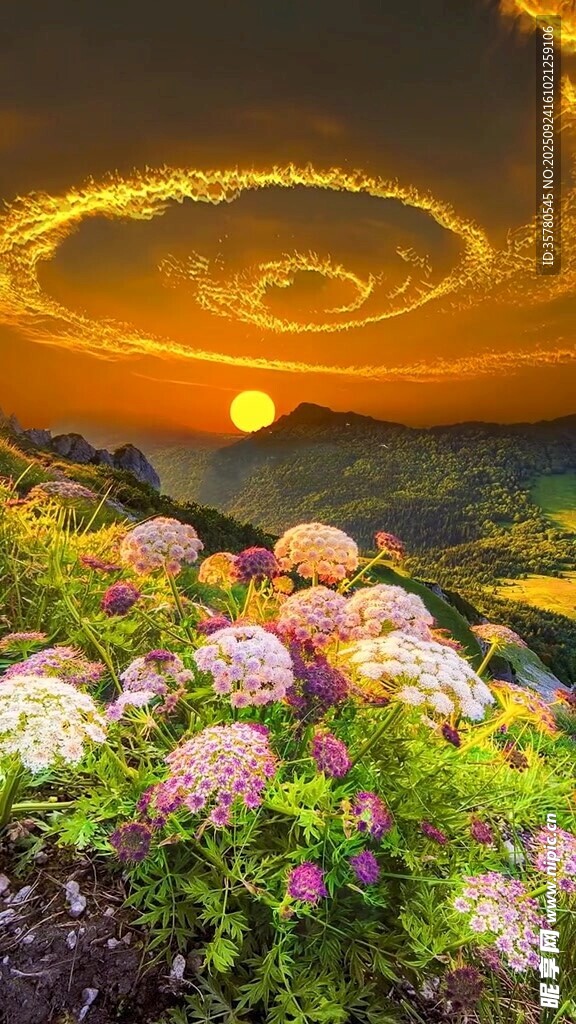 日落花海美景