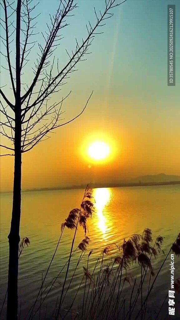 湖畔夕陽美景