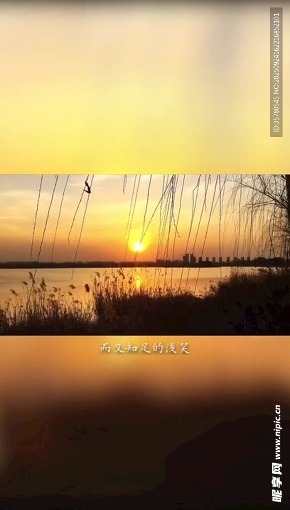 夕陽下的靜謐湖面美景