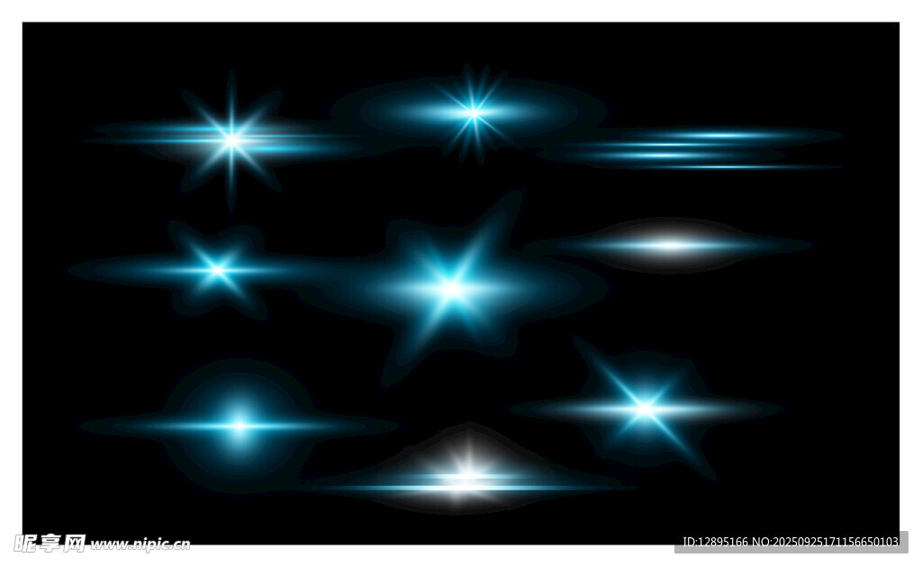 藍色炫光星星特效圖案