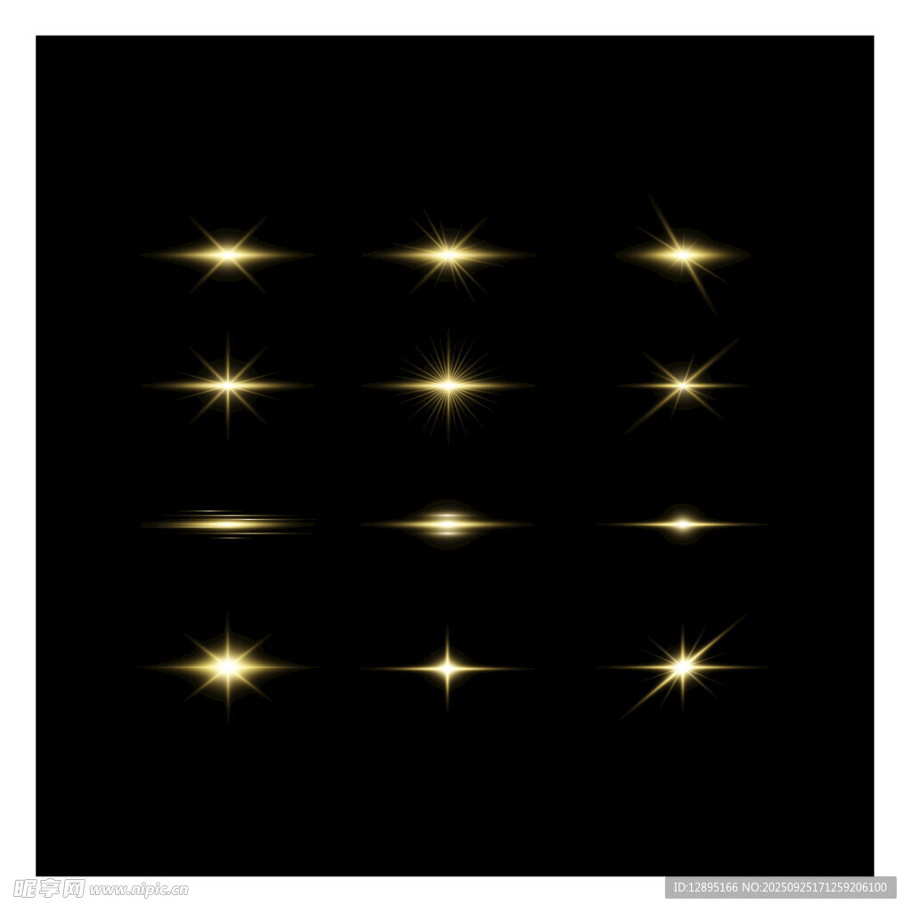 金色閃耀星光元素圖案
