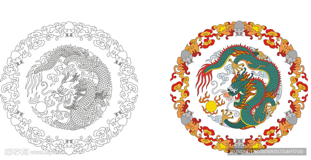 傳統(tǒng)龍紋圖案精美圓盤