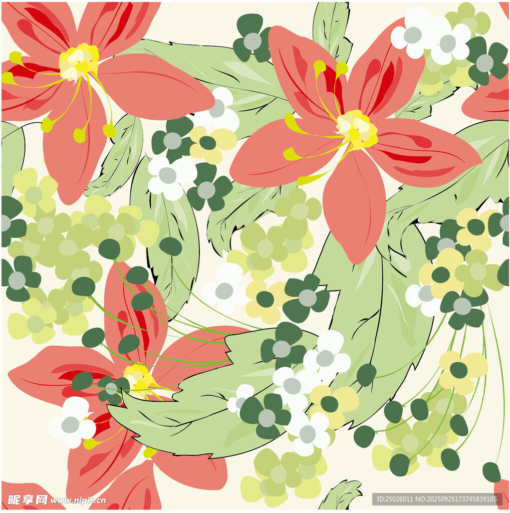 花卉圖案清新自然風(fēng)插畫