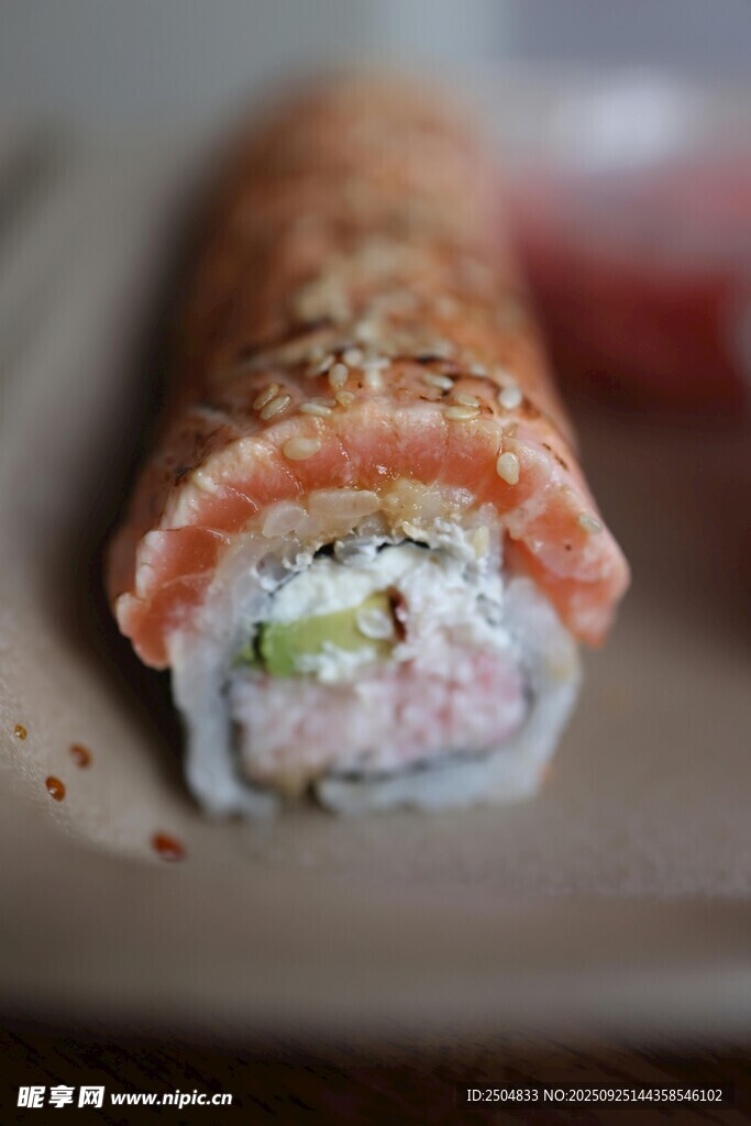 美味三文魚(yú)壽司特寫