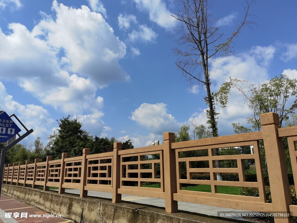 戶外木質圍欄風景