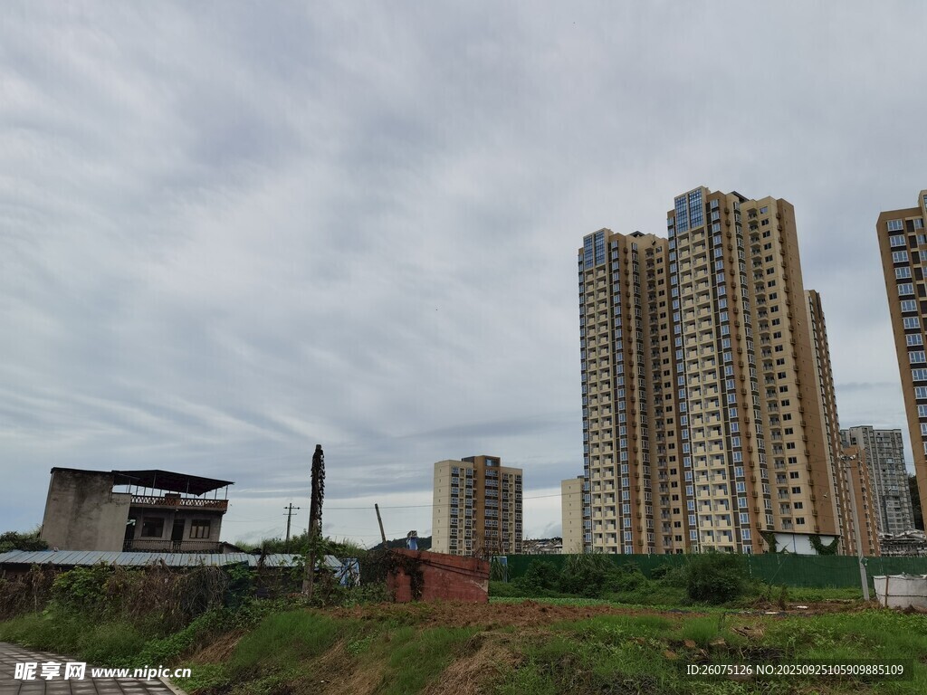 城市高樓與開闊草地景觀