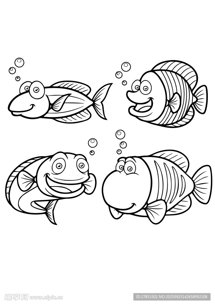 卡通魚類形象插畫