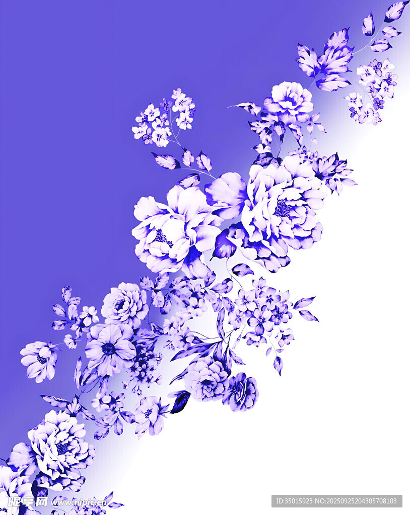 藍紫色花卉裝飾圖案