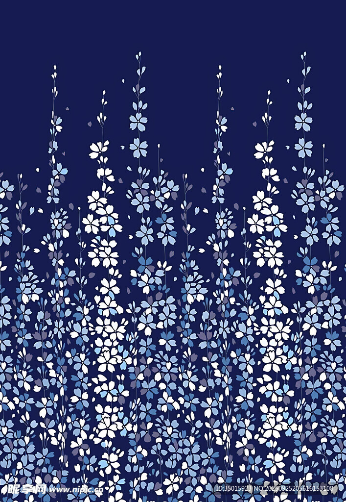 夢(mèng)幻藍(lán)底碎花圖案背景