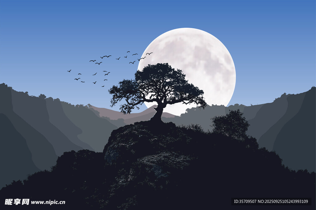 夜晚山背景插圖