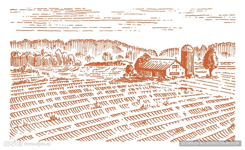 田野場景插畫