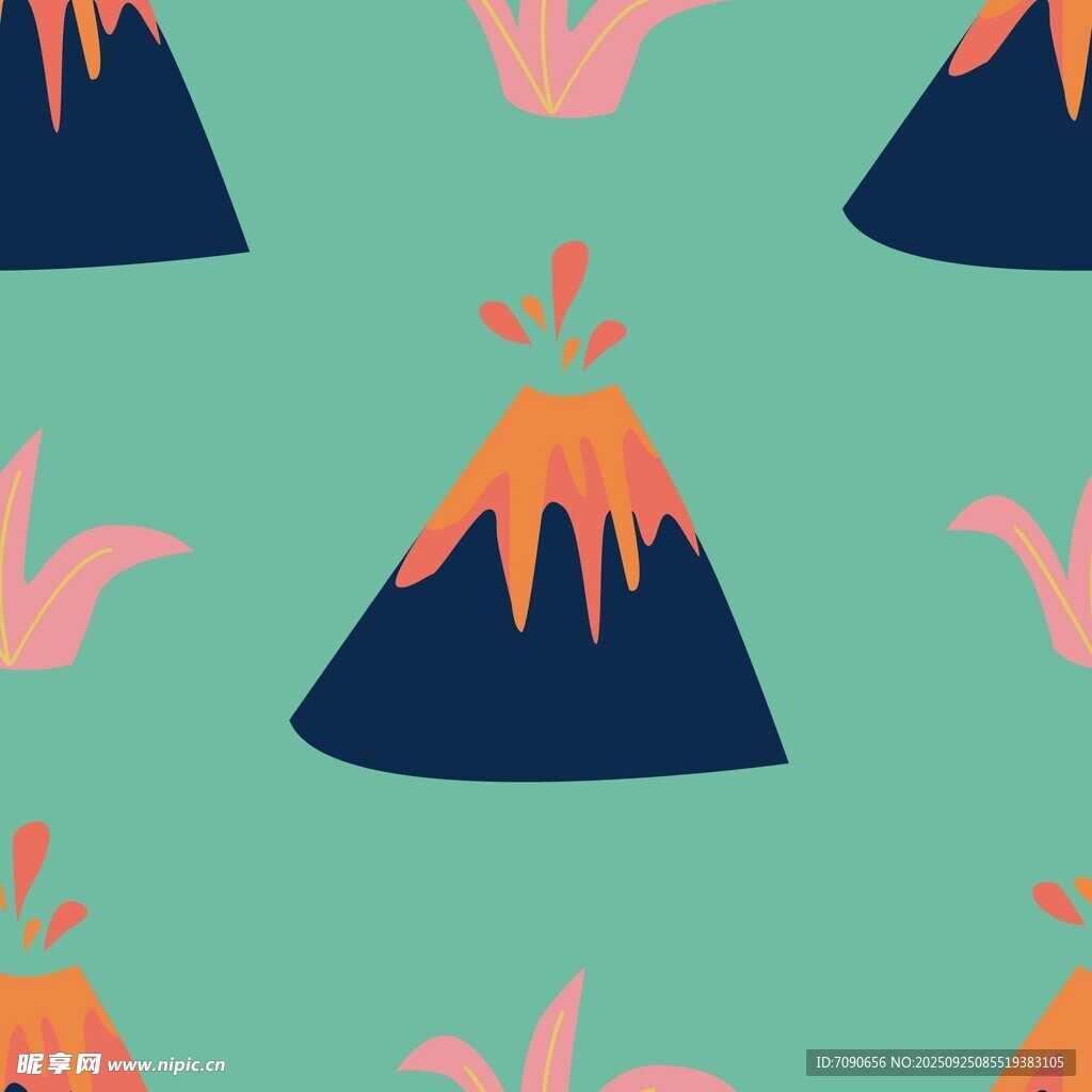 火山圖案背景的可愛(ài)插畫(huà)