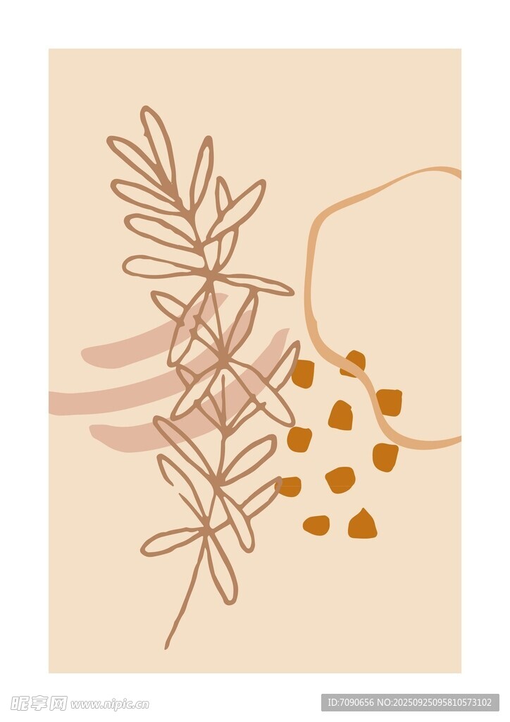 簡約植物線條插畫 