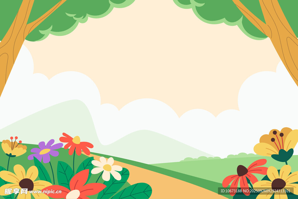 春日繁花小徑風(fēng)景