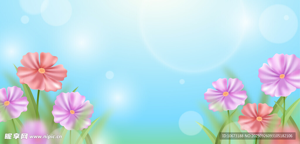 春日爛漫花卉背景圖