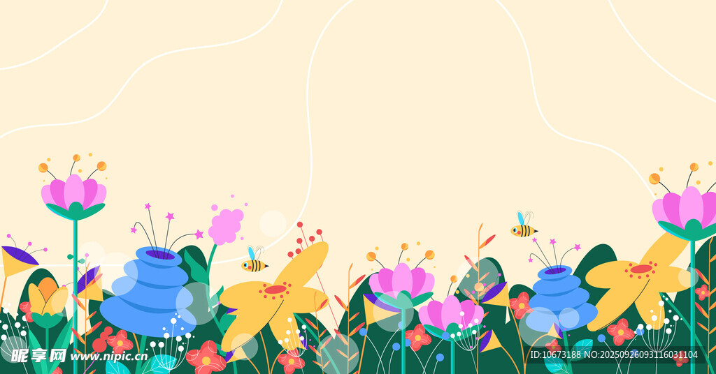 多彩花朵景觀