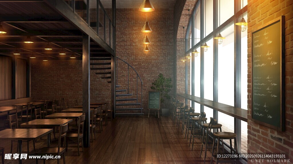簡約工業(yè)風餐廳室內空間