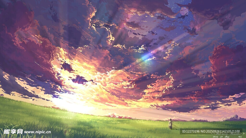 夢(mèng)幻草原上的絢麗天空