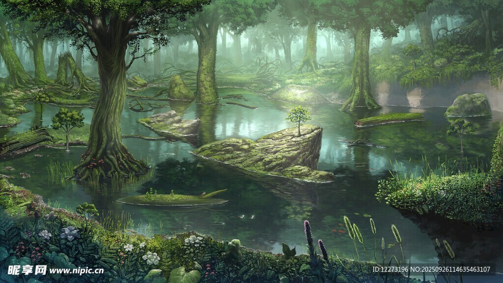 夢幻森林中的靜謐場景