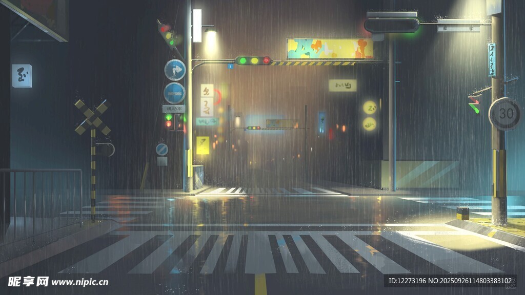 城市夜晚的玻璃建筑入口