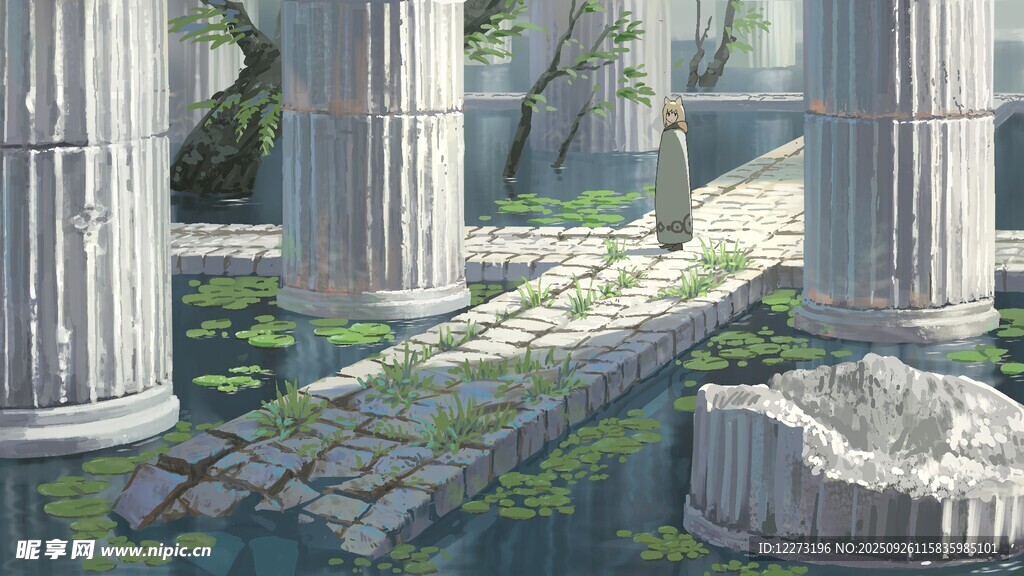 古典遺跡中的石柱景觀