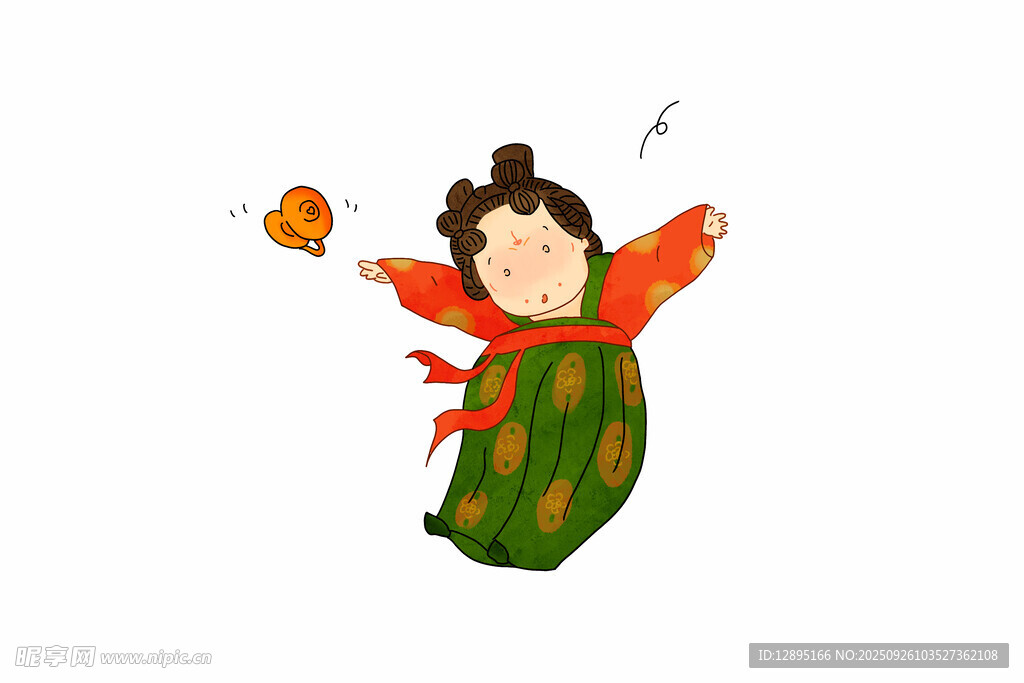 古風(fēng)少女拋灑物品