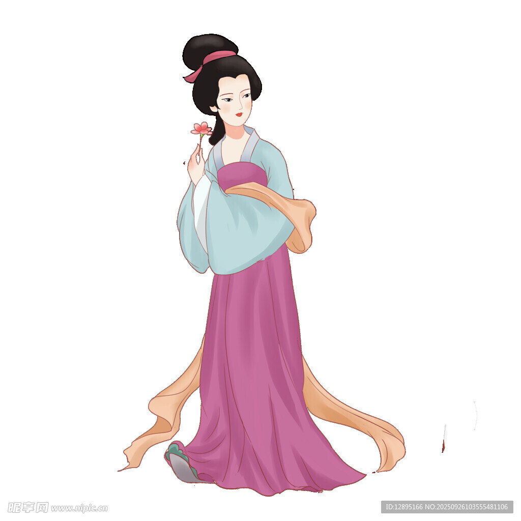 古風(fēng)持扇女子優(yōu)雅立姿