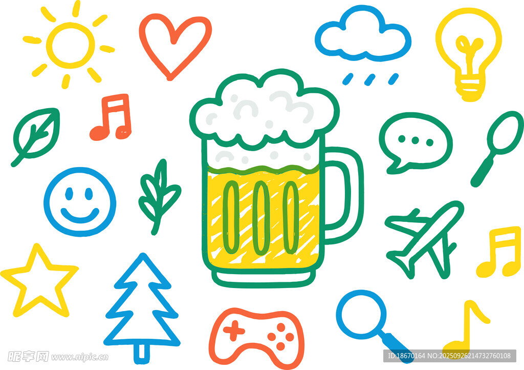 啤酒杯插畫