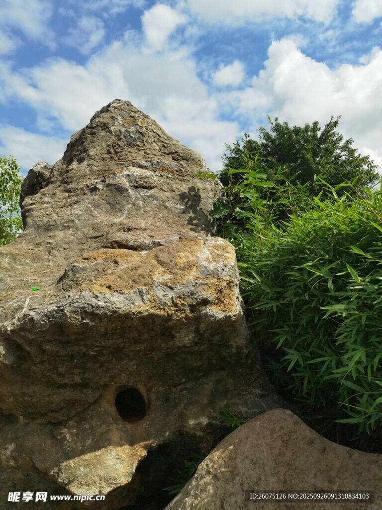 戶外奇特巖石與綠植景觀