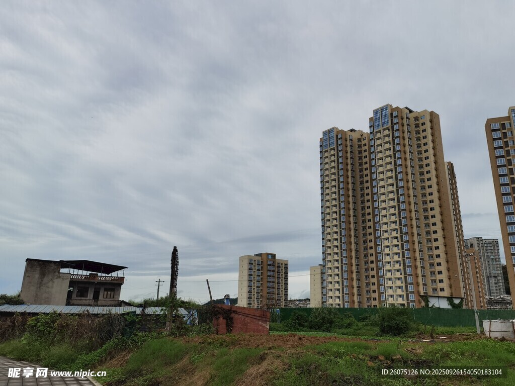城市高樓與開闊草地景觀