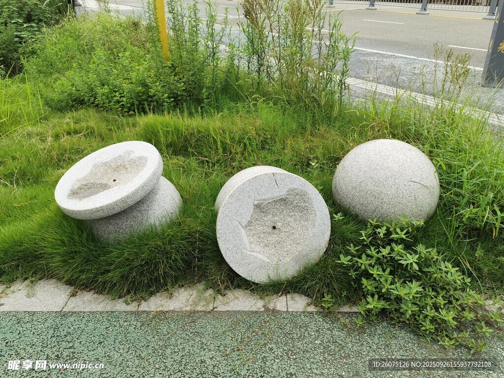 草地上的白色石湫