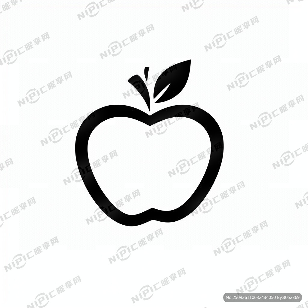 抽象蘋果圖  創(chuàng)意  單色黑