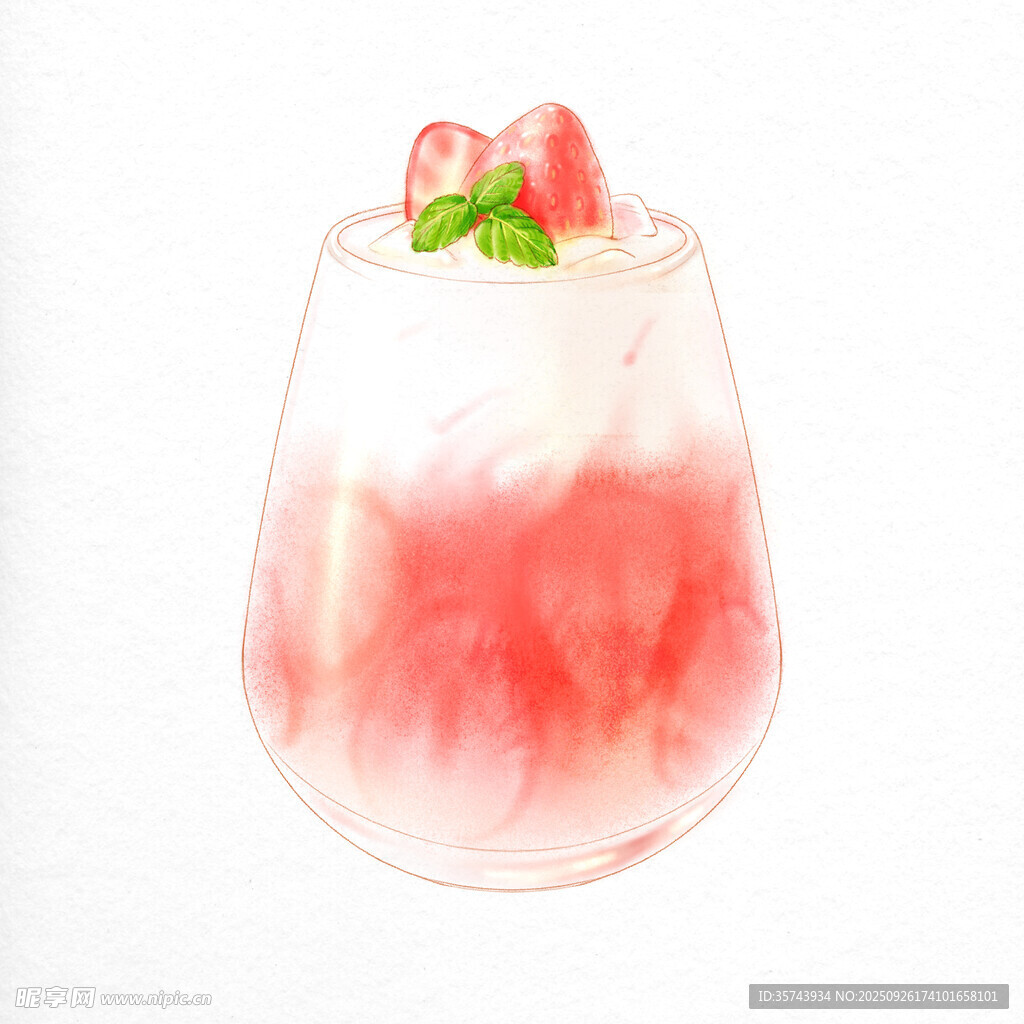 西瓜奶昔插畫清新美味