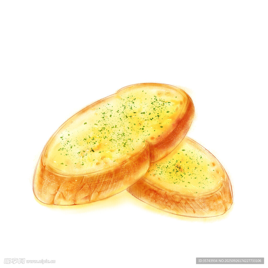 兩片撒料的美味烤面包片