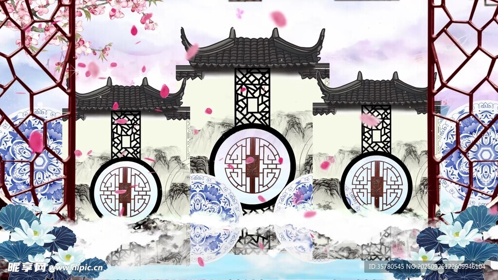 中式古典門樓景觀圖