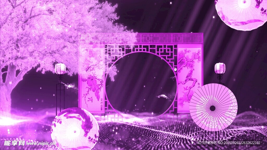 夢幻紫色燈光藝術(shù)場景
