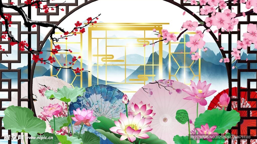 中式古典園林花卉美景