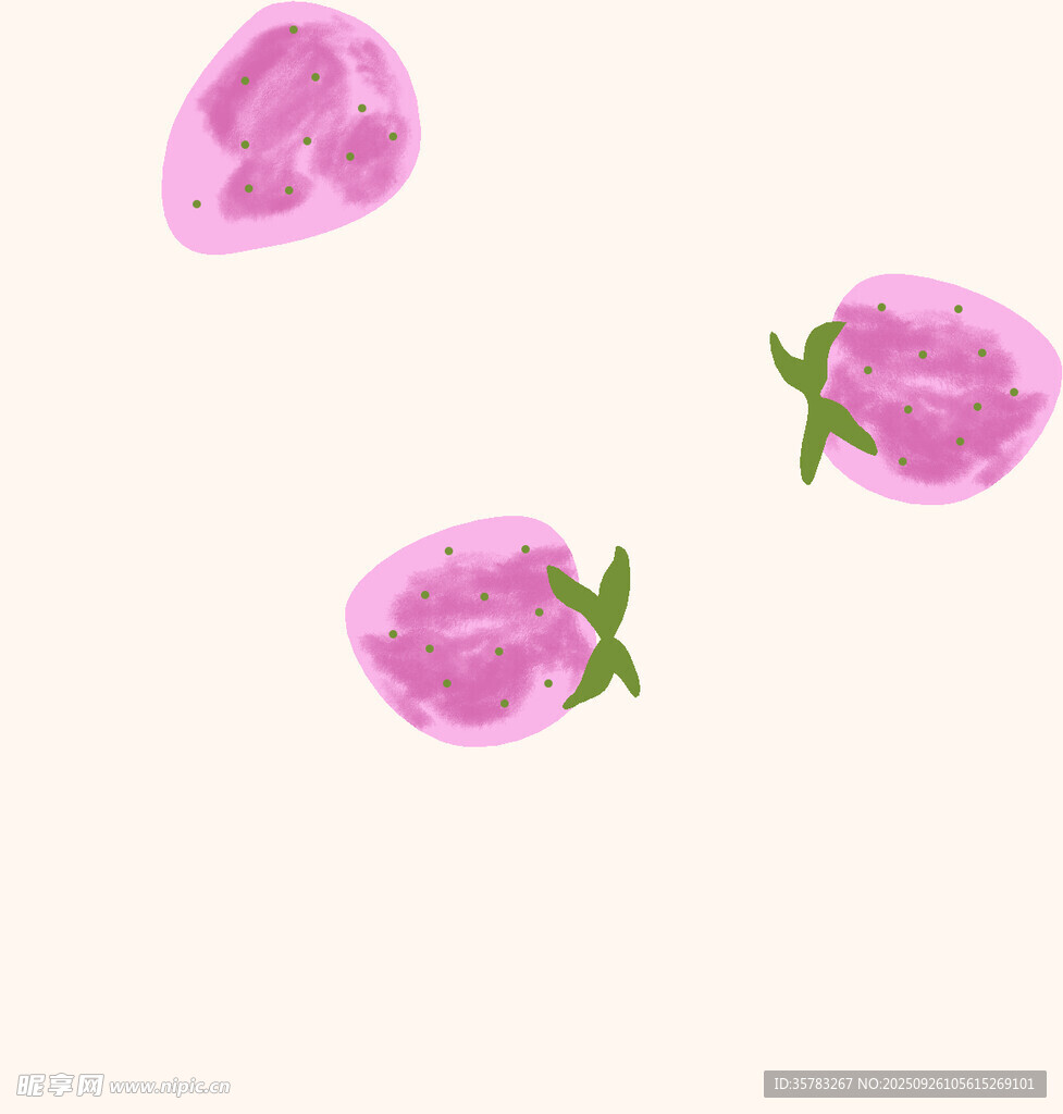 三顆粉色草莓插畫(huà)