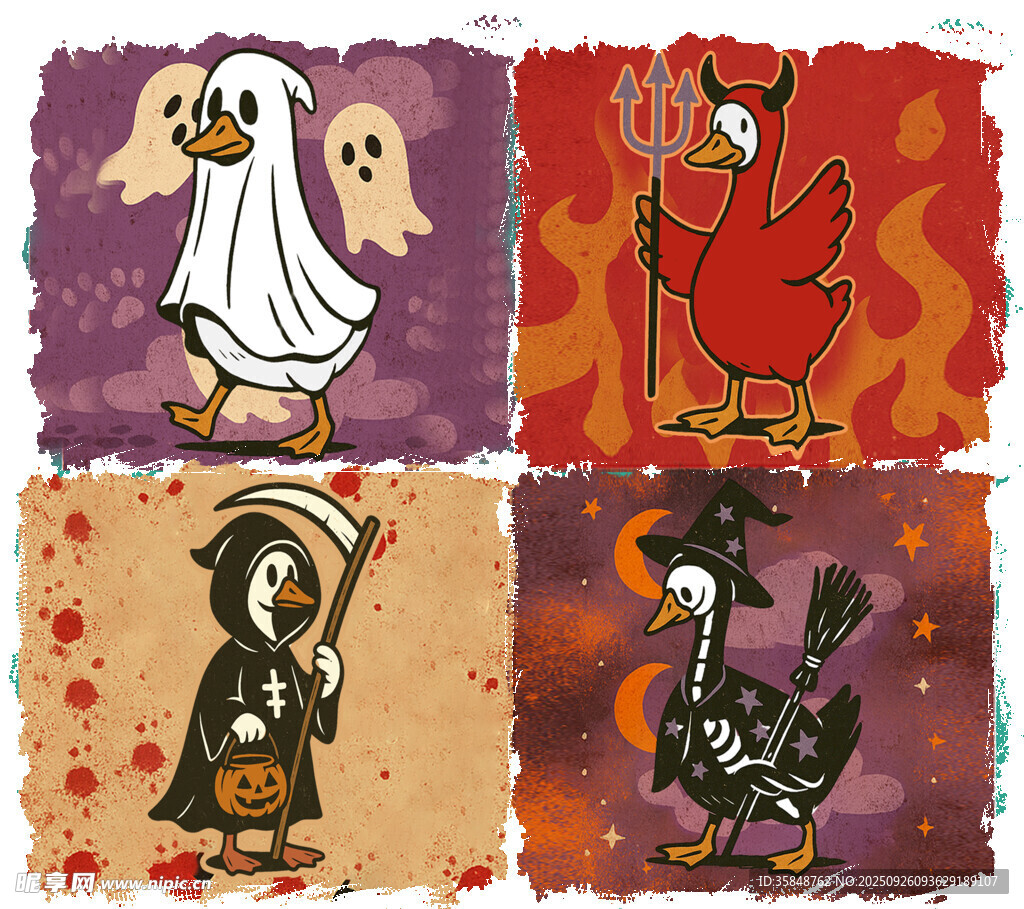 萬(wàn)圣節(jié)卡通角色插畫