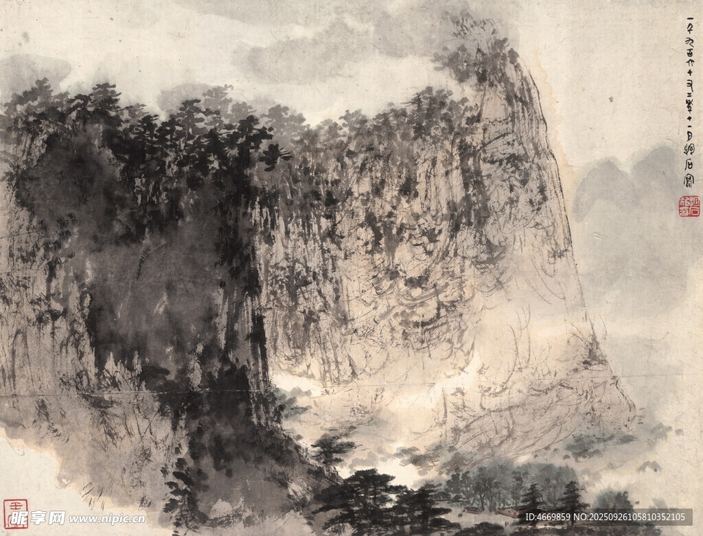 水墨山水國畫風景圖