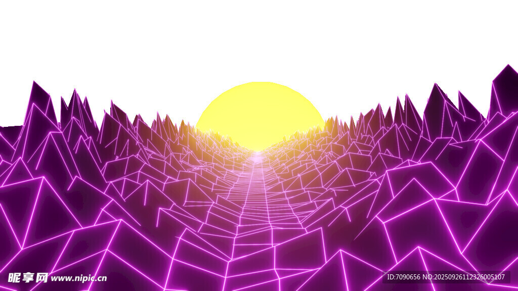 紫色幾何景觀與落日