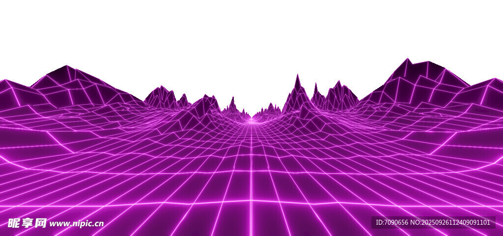 紫色網(wǎng)格科幻山脈景觀