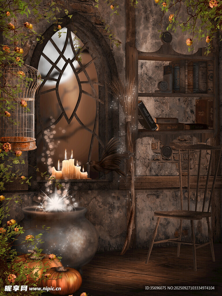 復古魔法小屋內(nèi)的溫馨角落
