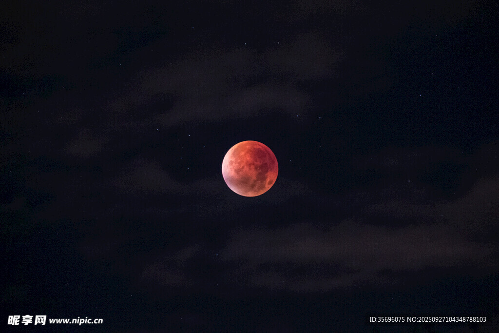 夜空中的紅月亮
