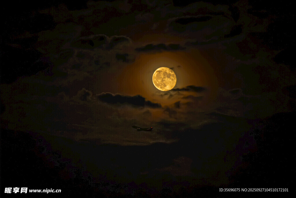 夜空中的明亮滿月