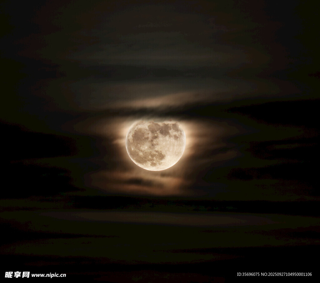 夜空中的明亮滿月